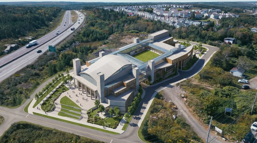 Aerial render of Sabeel centre